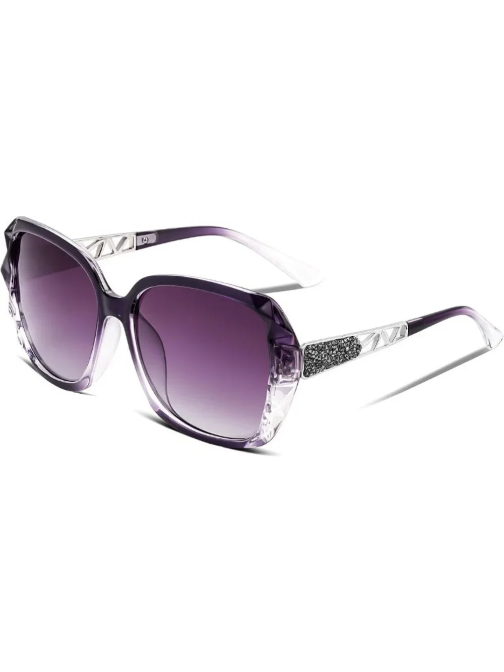 Stylish Polarized Square Sunglasses for Women - Shiny Frame, UV Protection